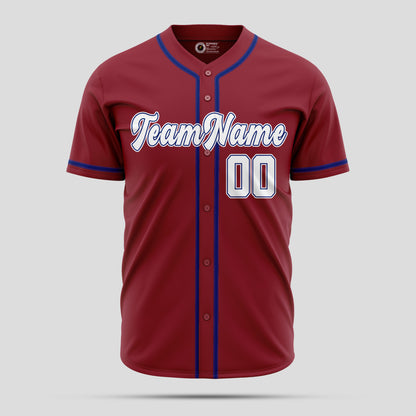 Custom High-Quality Maroon, Black & Blue Baseball Jersey