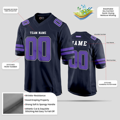 Custom High-Quality Navy Blue and Purple Football Jersey – Premium Personalized Sportswear