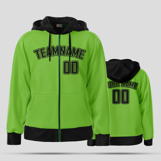 Custom High-Quality Neon Green and Black Pullover Hoodie Sweatshirt