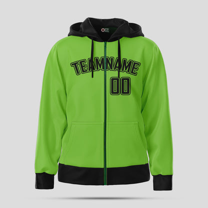 Custom High-Quality Neon Green and Black Pullover Hoodie Sweatshirt