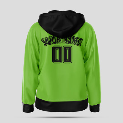 Custom High-Quality Neon Green and Black Pullover Hoodie Sweatshirt