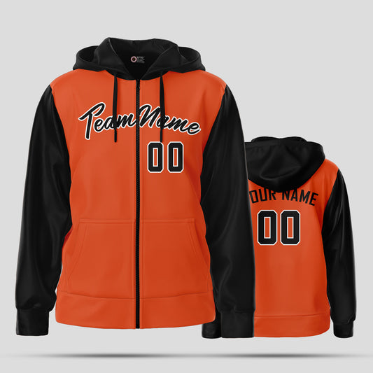 Custom High-Quality Orange and Black Pullover Hoodie Sweatshirt