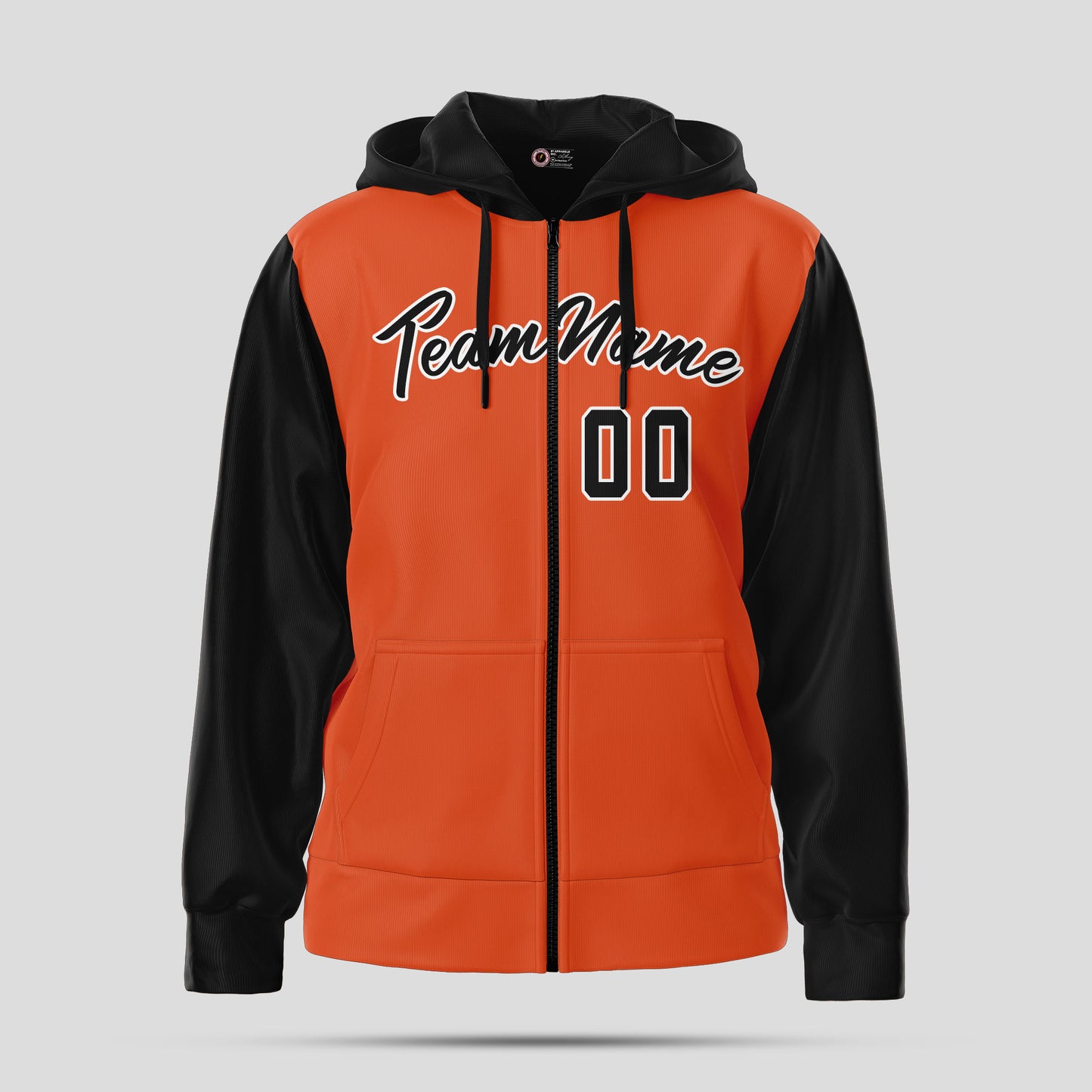 Custom High-Quality Orange and Black Pullover Hoodie Sweatshirt