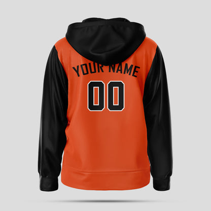 Custom High-Quality Orange and Black Pullover Hoodie Sweatshirt