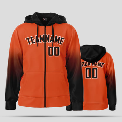 Custom High-Quality Orange and Black Pullover Sports Hoodie Sweatshirt