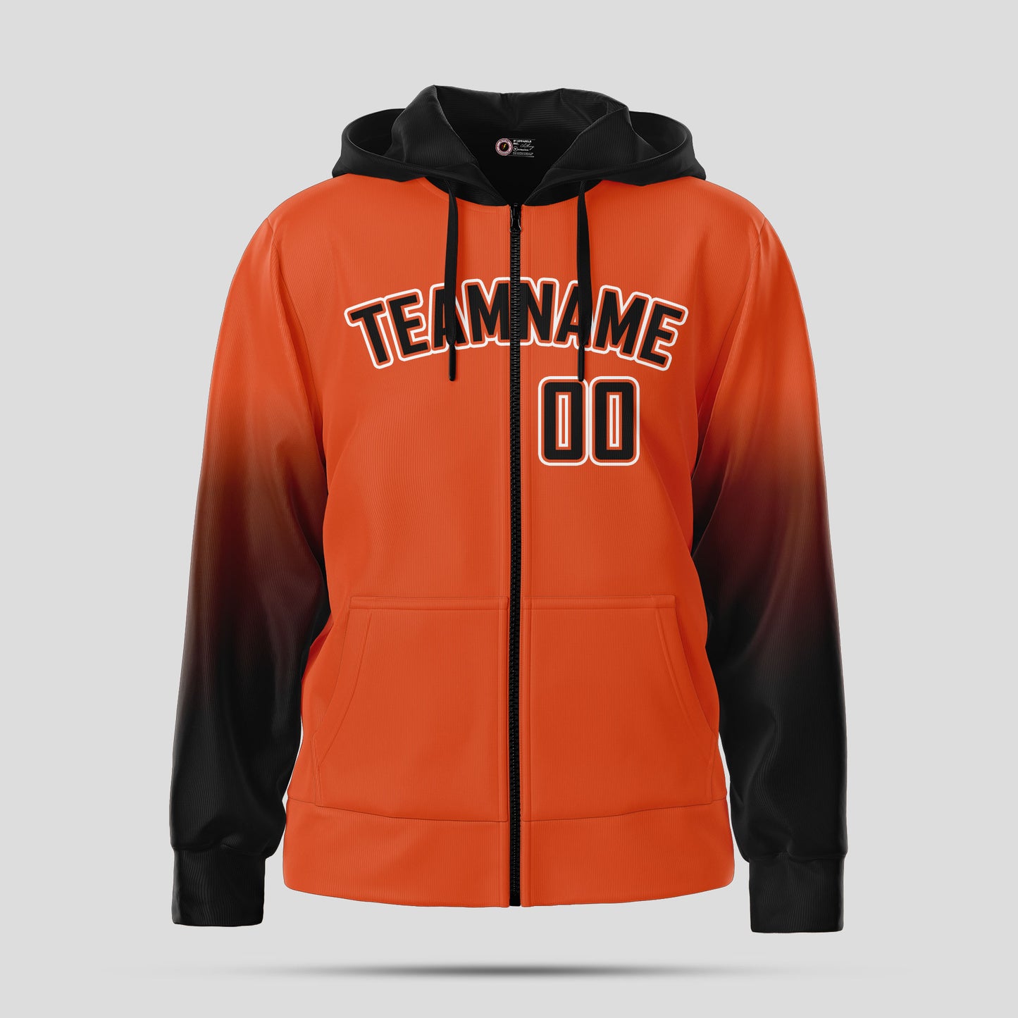 Custom High-Quality Orange and Black Pullover Sports Hoodie Sweatshirt