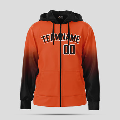 Custom High-Quality Orange and Black Pullover Sports Hoodie Sweatshirt