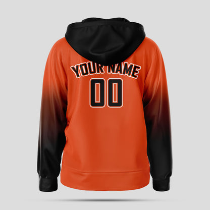 Custom High-Quality Orange and Black Pullover Sports Hoodie Sweatshirt