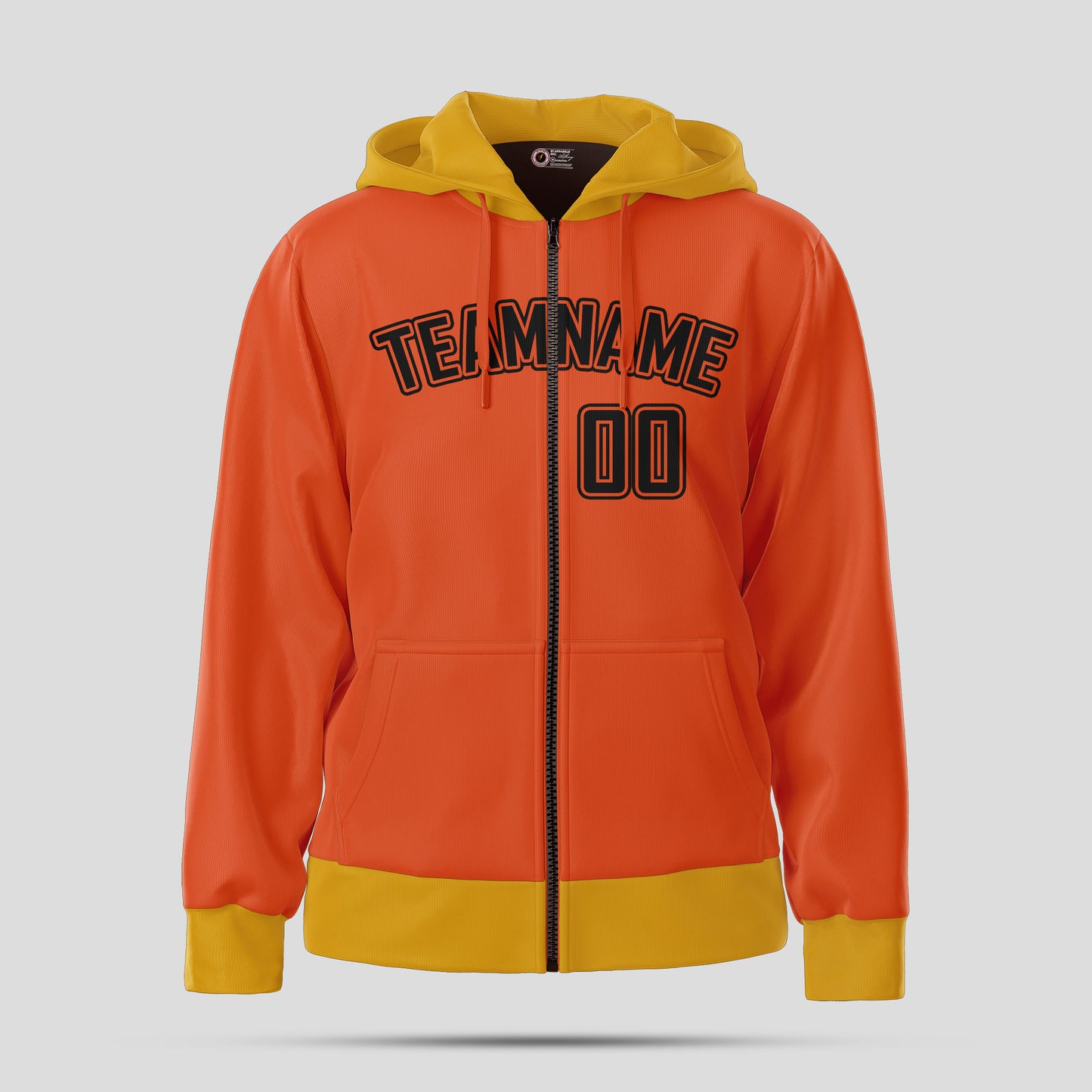 Custom High-Quality Orange, Yellow, and Black Pullover Hoodie Sweatshirt