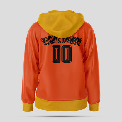 Custom High-Quality Orange, Yellow, and Black Pullover Hoodie Sweatshirt