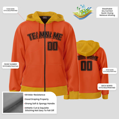 Custom High-Quality Orange, Yellow, and Black Pullover Hoodie Sweatshirt