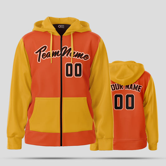 Custom High-Quality Orange, Yellow, and Black Sweatshirt Hoodie