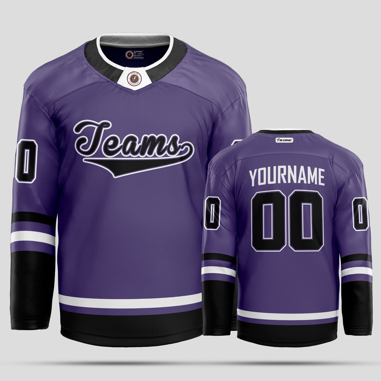 Custom High-Quality Purple, Black, and White Hockey Jersey - Premium Personalized Teamwear