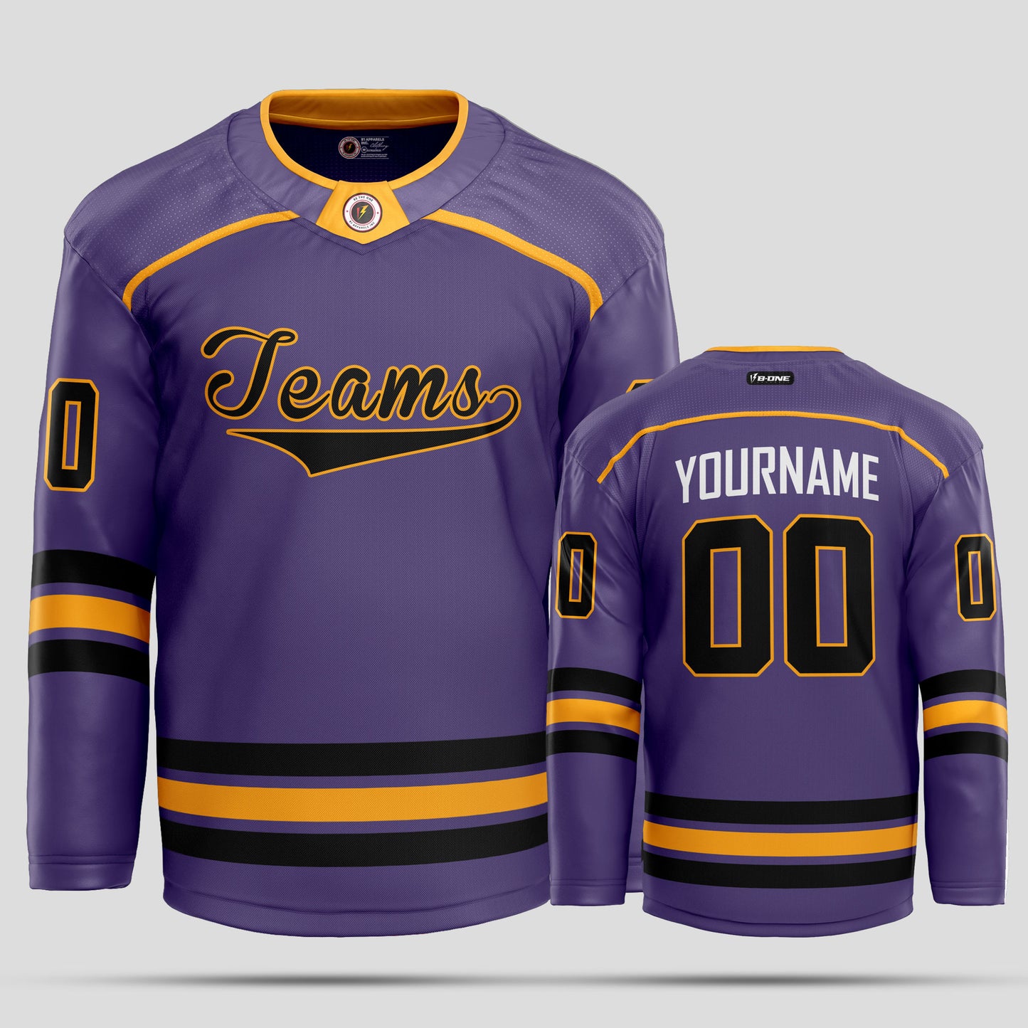 Custom High-Quality Purple, Black, and Yellow Hockey Jersey - Personalized Team Uniform