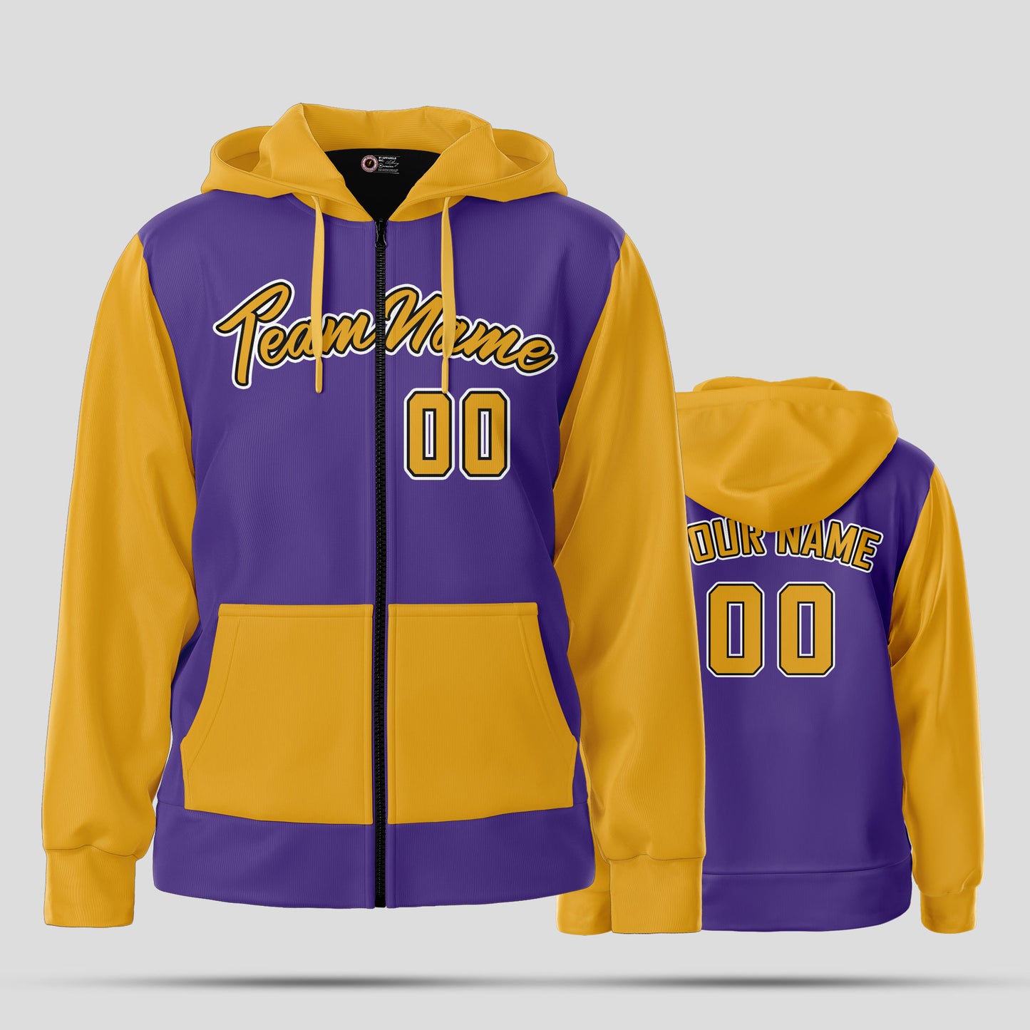 Custom High-Quality Purple and Yellow Pullover Sweatshirts Hoodie