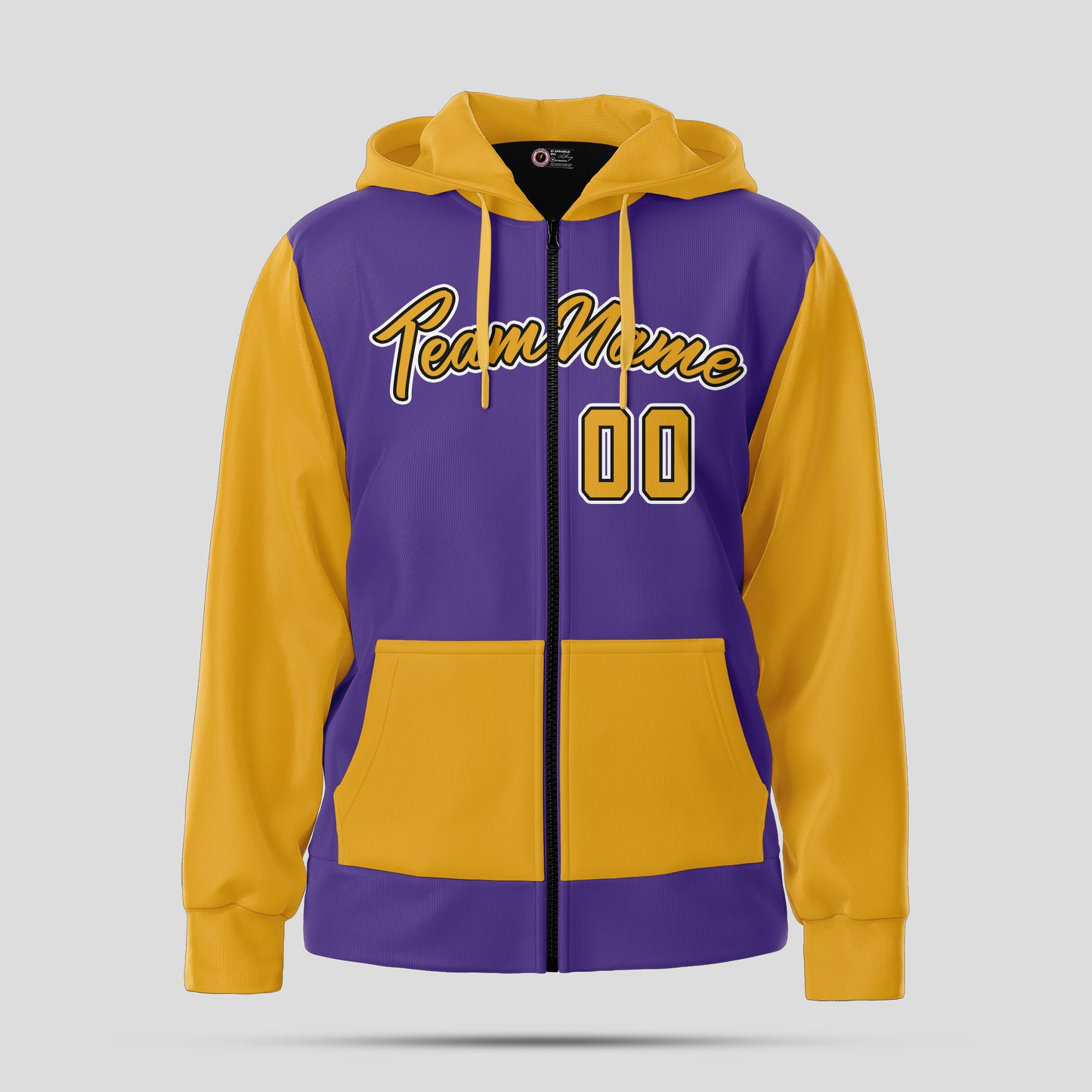 Custom High-Quality Purple and Yellow Pullover Sweatshirts Hoodie