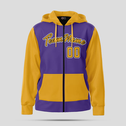 Custom High-Quality Purple and Yellow Pullover Sweatshirts Hoodie