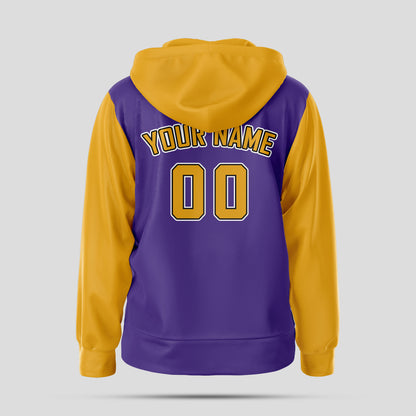 Custom High-Quality Purple and Yellow Pullover Sweatshirts Hoodie