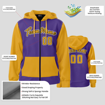 Custom High-Quality Purple and Yellow Pullover Sweatshirts Hoodie