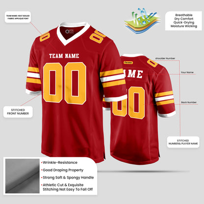 Custom High-Quality Red, Orange, and White Football Jersey – Personalized for Ultimate Performance