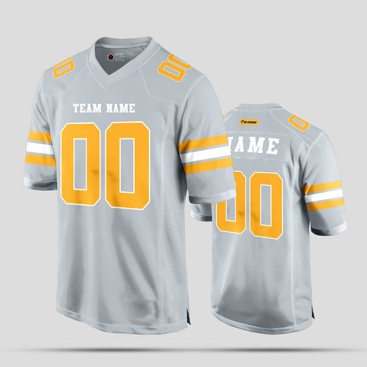 Custom High-Quality Silver and Yellow Football Jersey – Premium Personalized Sportswear