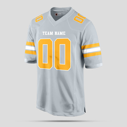 Custom High-Quality Silver and Yellow Football Jersey – Premium Personalized Sportswear