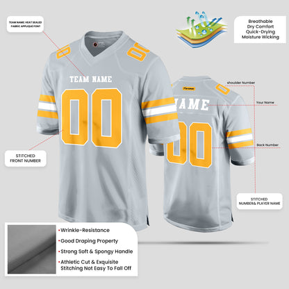 Custom High-Quality Silver and Yellow Football Jersey – Premium Personalized Sportswear