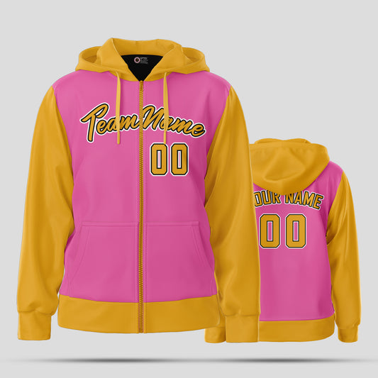 Custom High-Quality Team Club Pink and Yellow Sweatshirts Pullover Hoodie