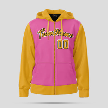 Custom High-Quality Team Club Pink and Yellow Sweatshirts Pullover Hoodie