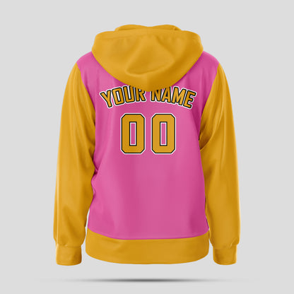 Custom High-Quality Team Club Pink and Yellow Sweatshirts Pullover Hoodie