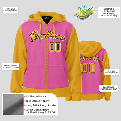 Custom High-Quality Team Club Pink and Yellow Sweatshirts Pullover Hoodie