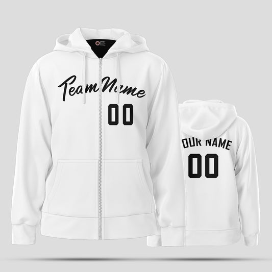 Custom High-Quality White and Black Pullover Hoodie Sweatshirts