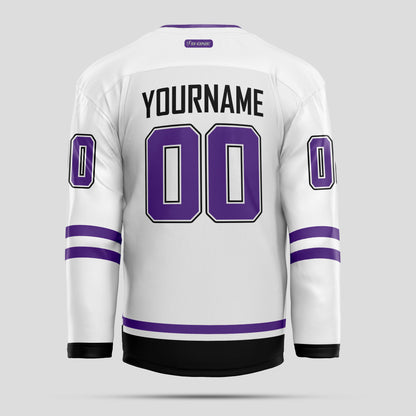 Custom High-Quality White, Black, and Purple Hockey Jersey - Premium & Personalized