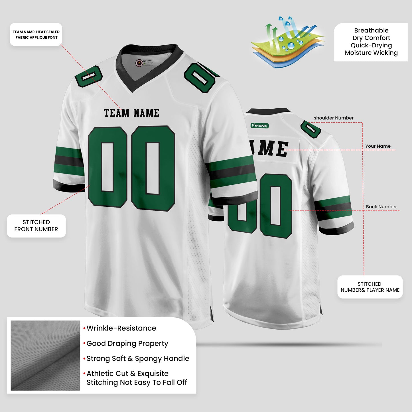 Custom High-Quality White and Green Authentic Football Jersey – Premium Sportswear