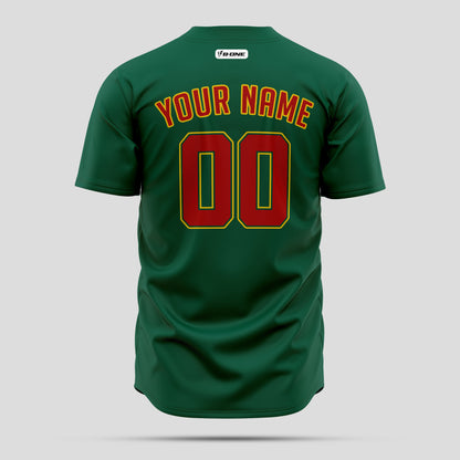 Custom Kelly Green Black Red Baseball Jersey - Premium Team Apparel