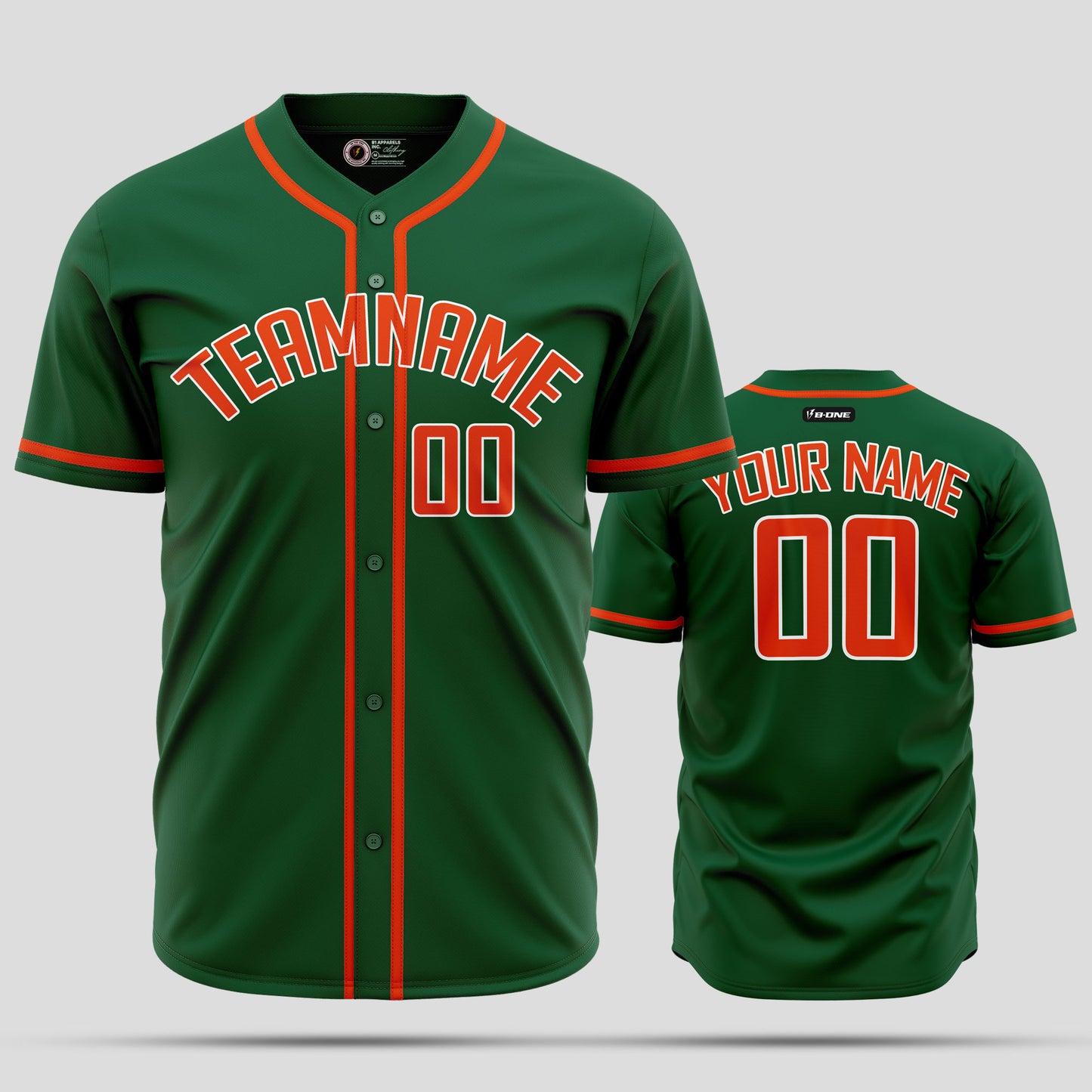 Custom Kelly Green Navy Orange Baseball Jersey - Elite Teamwear