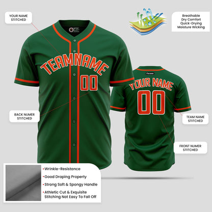 Custom Kelly Green Navy Orange Baseball Jersey - Elite Teamwear