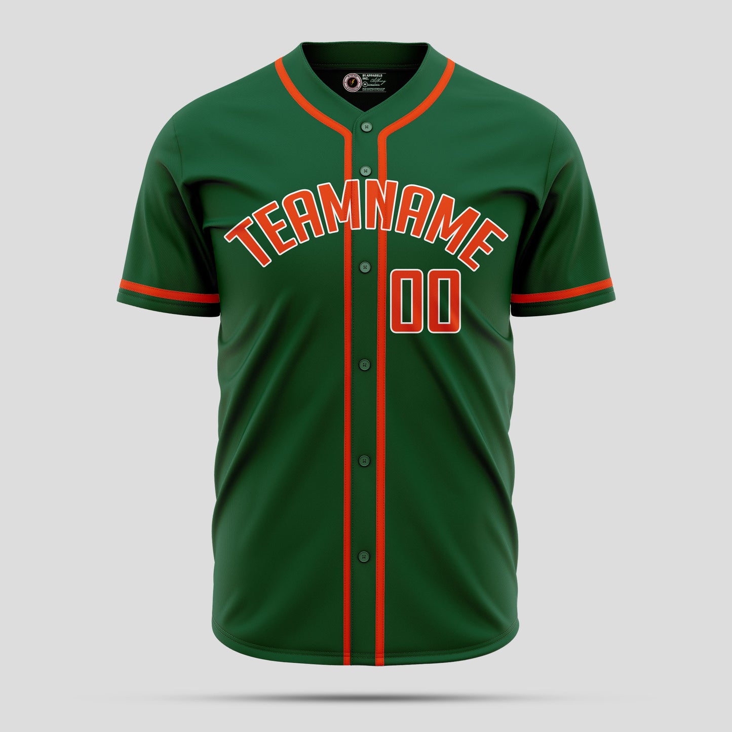 Custom Kelly Green Navy Orange Baseball Jersey - Elite Teamwear