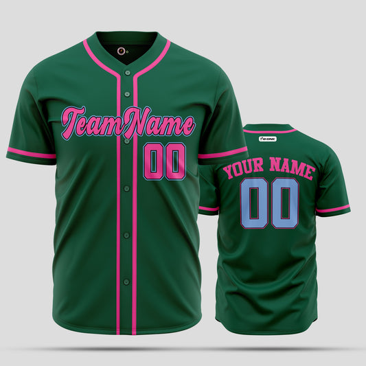 Custom Kelly Green Navy Pink Blue Baseball Jersey - Premium Team Gear