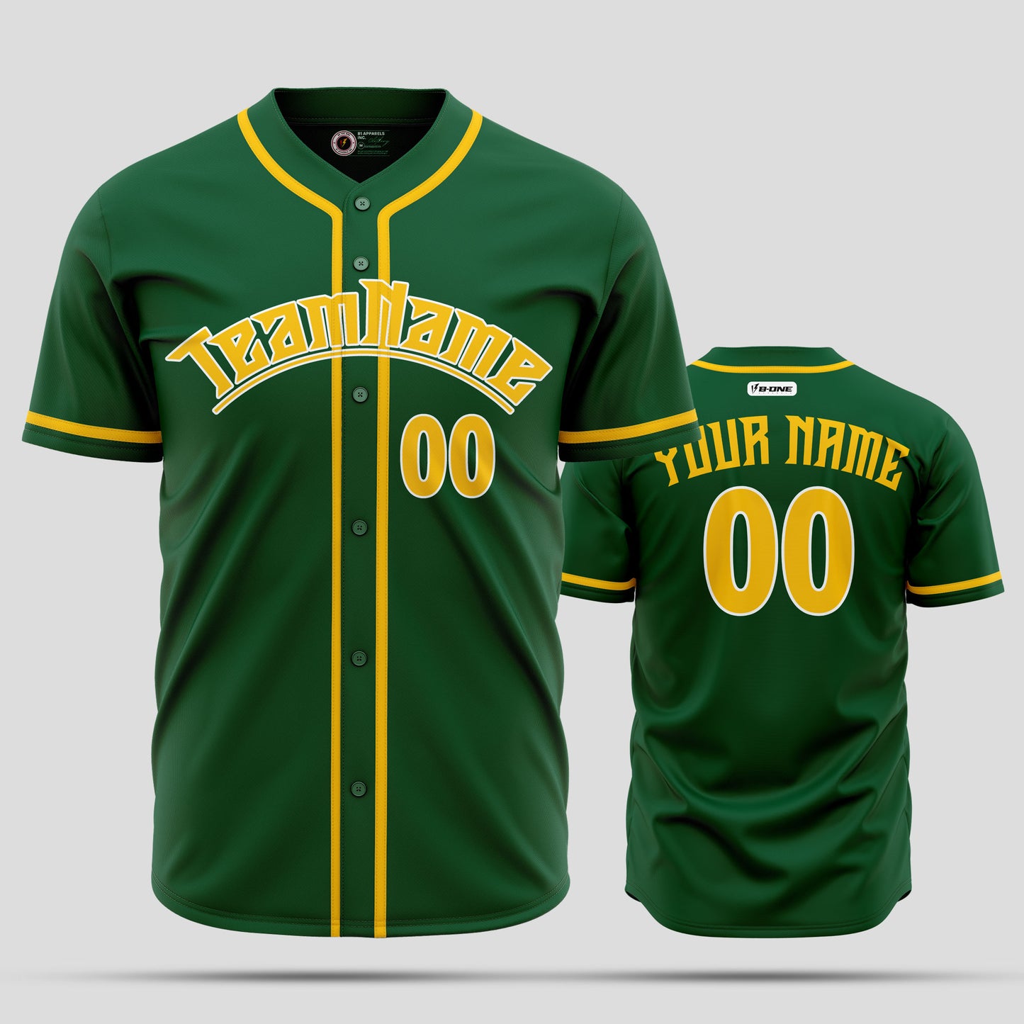 Custom Kelly Green Yellow Baseball Jersey - Premium Teamwear