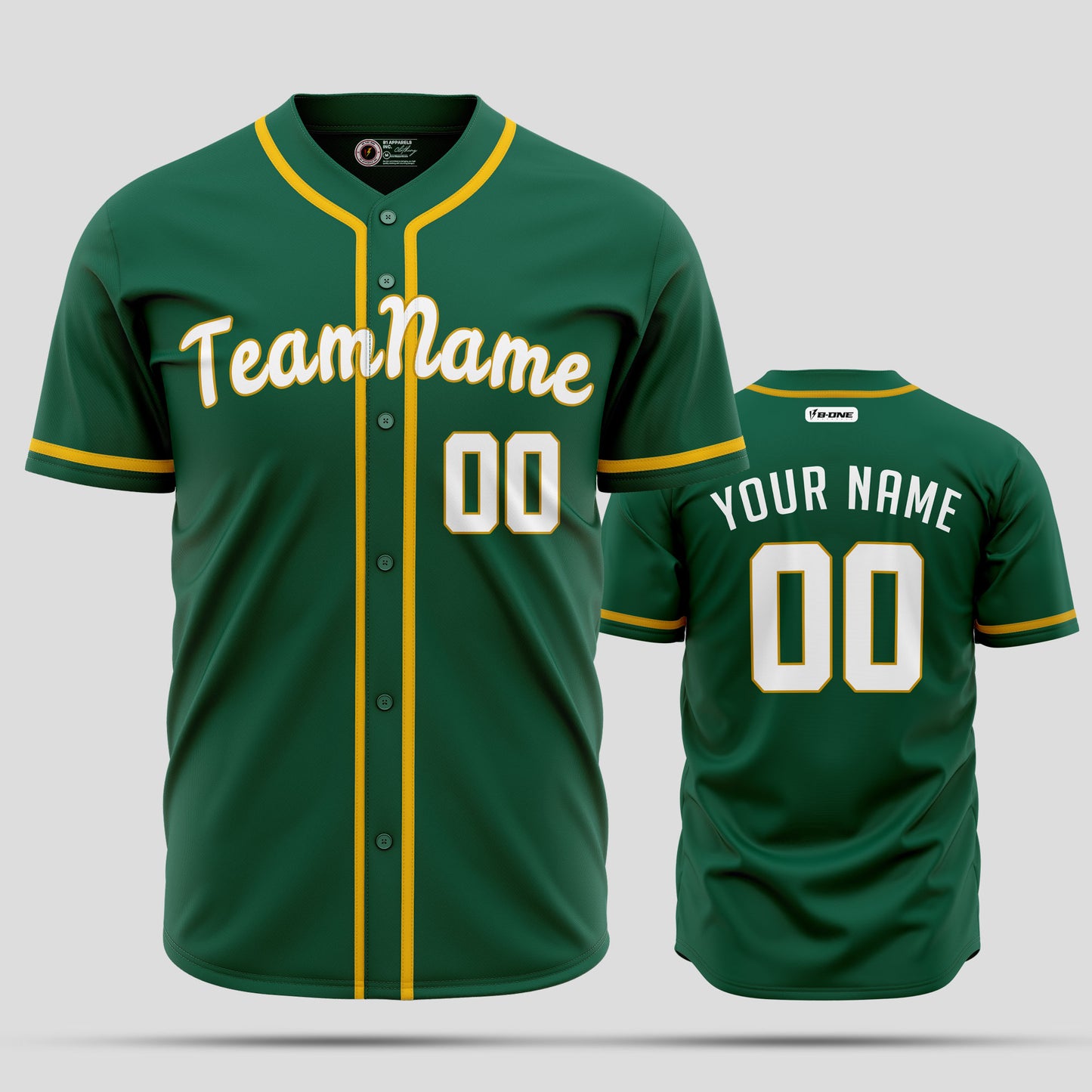 Custom Kelly Green Yellow White Baseball Jersey - Elite Team Uniform