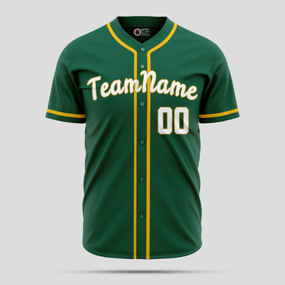 Custom Kelly Green Yellow White Baseball Jersey - Elite Team Uniform