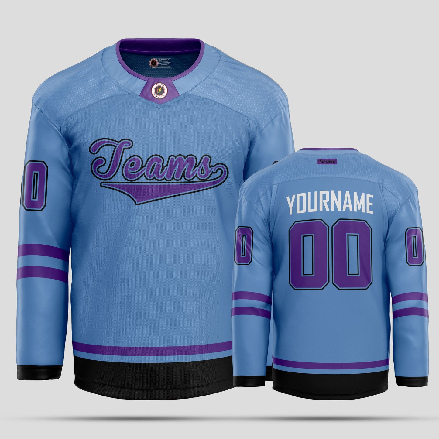 Custom Light Blue and Purple Authentic Hockey Jersey – Premium Personalized Gear