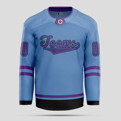 Custom Light Blue and Purple Authentic Hockey Jersey – Premium Personalized Gear