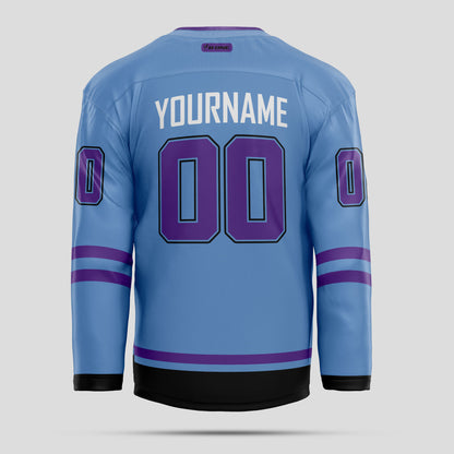 Custom Light Blue and Purple Authentic Hockey Jersey – Premium Personalized Gear