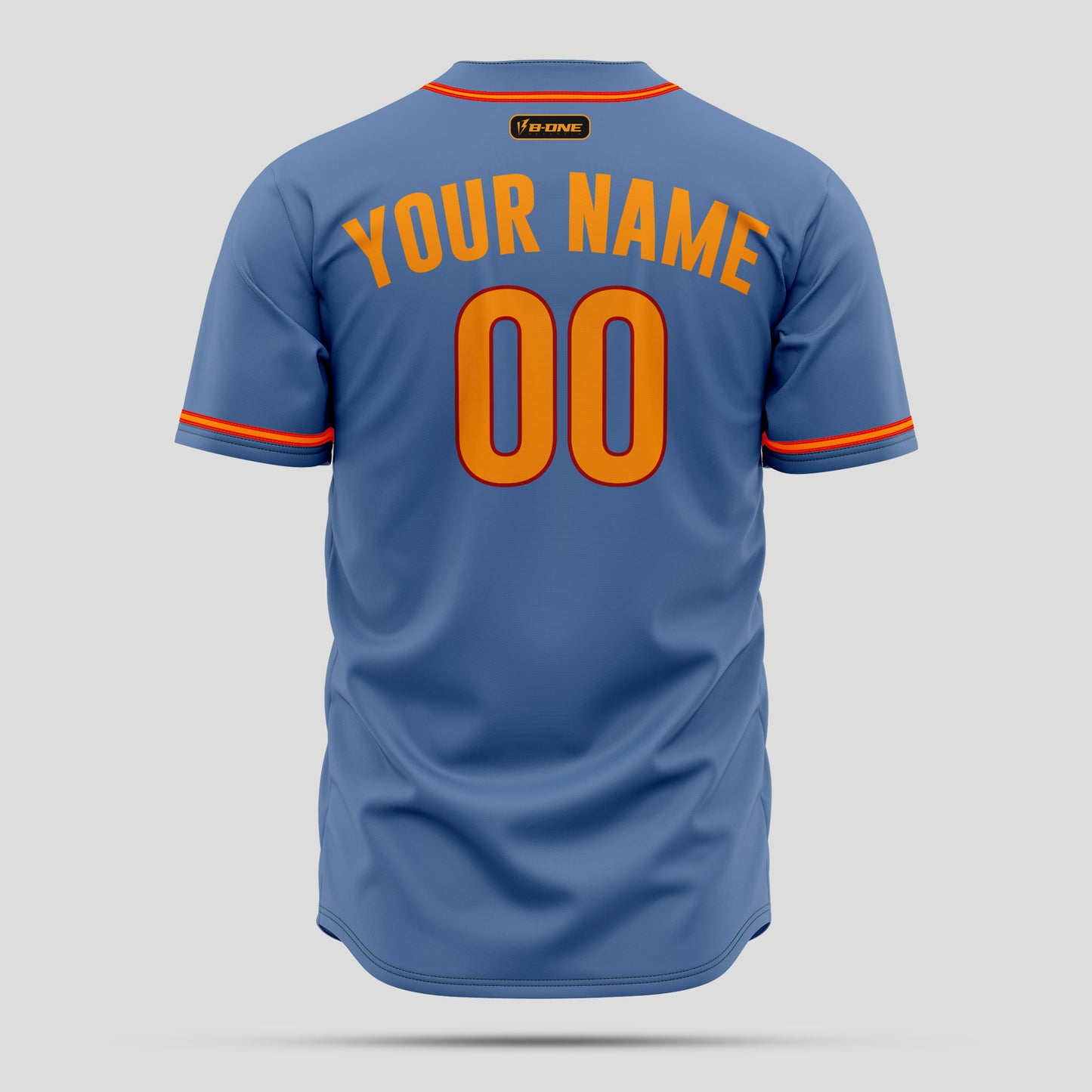 Premium Custom Light Blue & Orange High-Quality Baseball Jersey