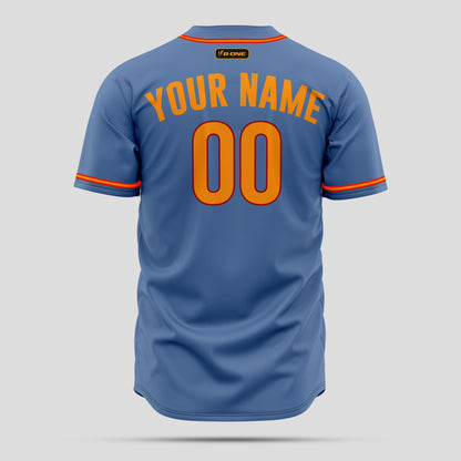 Premium Custom Light Blue & Orange High-Quality Baseball Jersey