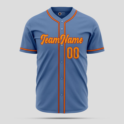 Premium Custom Light Blue & Orange High-Quality Baseball Jersey