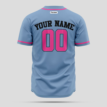 Premium Custom Light Blue & Pink Baseball Jersey