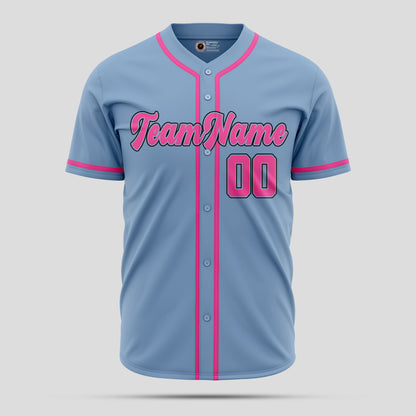 Premium Custom Light Blue & Pink Baseball Jersey